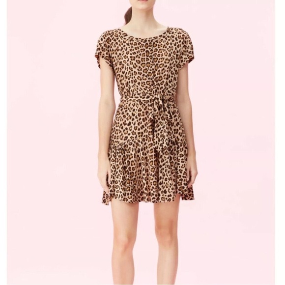 REBECCA TAYLOR  Leopard Linen Jersey T Shirt Dress Size Medium - Picture 3 of 12